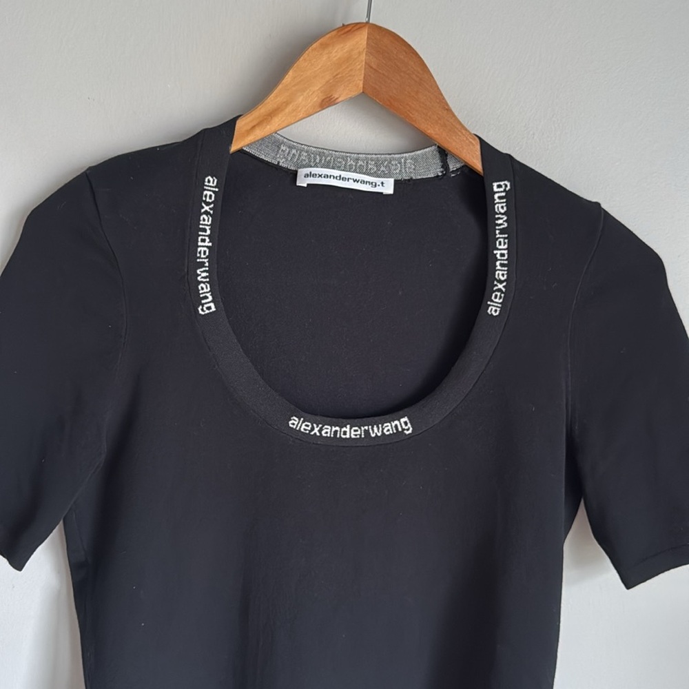 Alexander Wang Black Logo Trim Short Sleeve Top - Picture 6 of 13